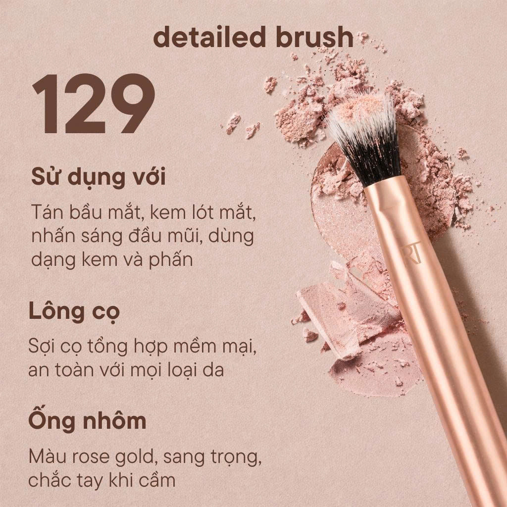 Cọ Tán Lót Mắt Dạng Kem - Đánh Nhũ Mắt - Blend Lông 2 Lớp RT Real Techniques Detailed Brush R129